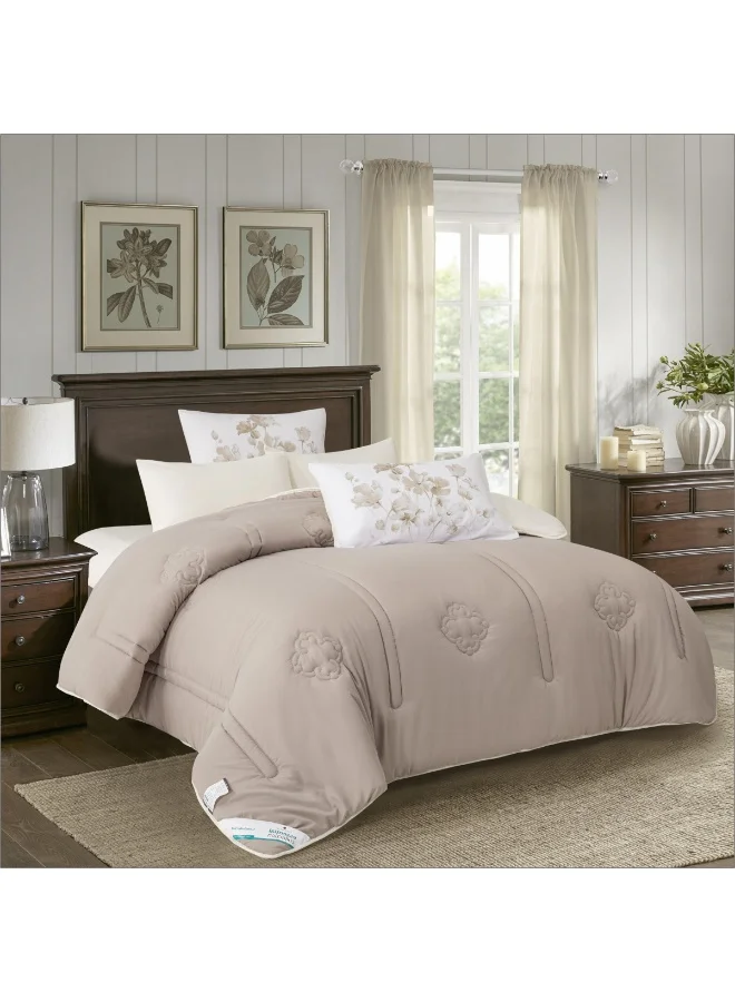 Donetella Bedding Comforter Set, King Size Fits 200x200 cm - 6-Pcs Digital Print Quilted Bed Set, Microfiber Fabric - 1 Comforter, 1 Fitted Sheet, 2 Pillow Shams, 2 Pillowcases